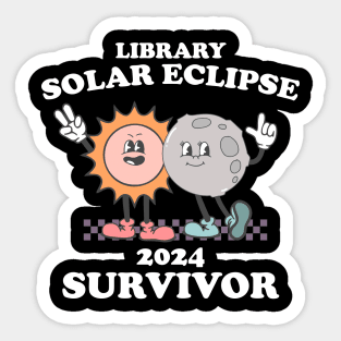 Funny Librarian Solar Eclipse 2024 Shirt, Trendy Public Library Program Bookish Sticker